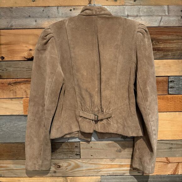 Vintage Wilsons Leather Suede Puff Shoulder Cropped Jacket Size 12 Retro Boho - Picture 13 of 16